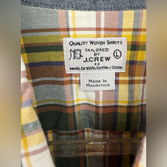 Tailored by J CREW Men’s cotton woven plaid long sleeve shirt | Size Large - Picture 9 of 9